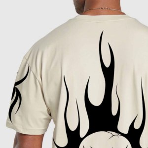 Camiseta de algodón de manga corta con cuello redondo para hombre, antiarrugas, ecológica, con estampado de letras negras, estilo urbano, talla grande - Product Image 4
