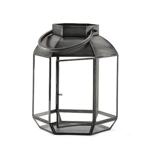 Dernier modèle très vendu : Lanterne porte-bougie en verre et métal noir antique pour la décoration de la maison et des événements - Product Image 2