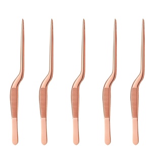 Pince à épiler chirurgicale incurvée de haute qualité pour le nettoyage des oreilles, couleur or rose, 14 cm, pour kit d'instruments d'extraction de cérumen - Product Image 1