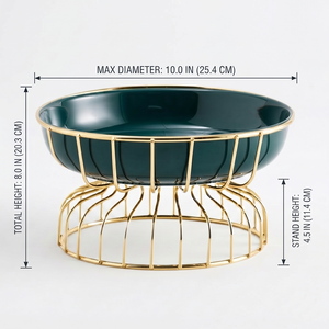 Frutero de metal con base de alambre dorado de lujo, elegante bandeja para aperitivos con pedestal para decoración moderna del hogar, hoteles y fiestas. - Product Image 3