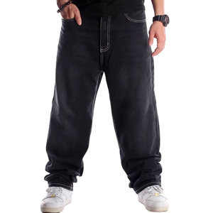 Jeans de Mezclilla para Hombre de Alta Calidad, Corte Recto, Cintura Elástica, Ajuste Relajado, Color Sólido, Formales, Casuales, Elásticos, Tallas Grandes - Product Image 1