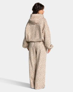 Sudadera con Capucha de Invierno para Mujer, Marca Privada, 100% Algodón, Felpa, Ecológica, Estilo Urbano, Color Blanco Crema, Estampado de Leopardo, Sólida, Talla 2 - Product Image 3