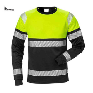 Chemise de sécurité haute visibilité Relevo Industries, classe 2, manches longues, vêtements de travail réfléchissants, design jaune et noir à rayures - Product Image 1