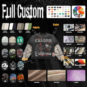 Custom California <b>Skull</b> Print Long Sleeve T-<b>Shirt</b> <b>Men</b> Oversized Crop Fit Punk Style O-Neck Cotton Woven - Product Image 4