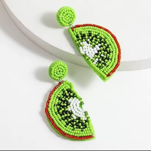 Pendientes Colgantes de Plata con Cuentas de Rodaja de Lima Hechas a Mano al por Mayor, Diseño Floral Cítrico, para Mujer y Niña, Moda de Verano, Frutas, Fiesta - Product Image 3