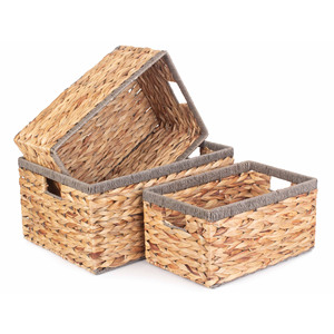 Hot Selling Round/Rectangle Water hyacinth <b>basket</b> <b>with</b> <b>lid</b> Eco-Friendly Multifunction Picnic Flower Storage <b>Baskets</b> for sale - Product Image 6