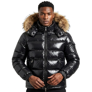 Men's Black Polyester Wadding Bomber Jacket Hooded <b>Fur</b> Trim Eco-Friendly Waterproof Spring Casual <b>Coat</b> Regular Fit Front <b>Vintage</b> - Product Image 4
