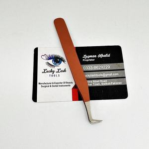 Professionnel de haute qualité japonais durable en acier inoxydable 90 degrés mince botte brun pince à cils Volume testé à la main - Product Image 1