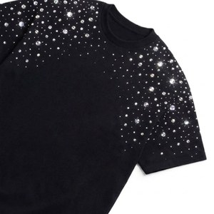 Camiseta de Hombre con Hombros Caídos y Pedrería, Estilo Moderno, de Gran Calidad, 100% Algodón, Cuello Redondo, Informal, Marca Privada - Product Image 2