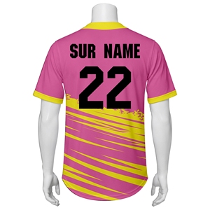 Custom Baseball Uniform Jerseys 100% Polyester Quick Dry Eco-Friendly Breathable V-neck Half Sleeve Sublimation Printed Teamwear - Product Image 3