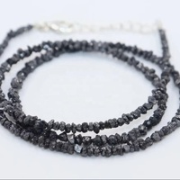Collier de perles de diamant noir brut AAA non taillées, perles de pierre non taillées 3mm, brins de 15 pouces, perles de pierre non taillées uniques