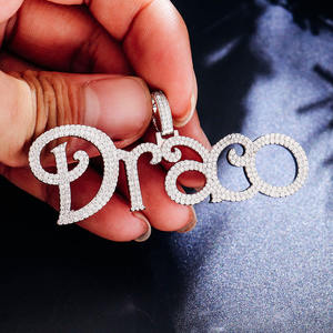 Colgante con Letra Draco, Chapado en Rodio, Cristal, Micro Pavé, Estilo Hiphop, Unisex, Joyería de Moda - Product Image 2