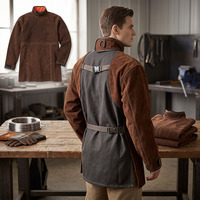 Tablier sans manches en cuir souple, confortable et durable, résistant au feu, à la chaleur, aux étincelles et à l'huile, pour la protection industrielle du corps
