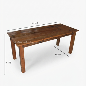 Table à manger rectangulaire en bois moderne artisanale, en bois de bateau recyclé, démontable, écologique et durable - Product Image 1