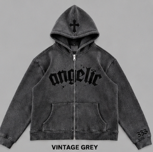 Luxury 550GSM Heavyweight Oversized Zip Up Hoodie 100% Cotton Fleece Custom Puff Print Private Label OEM ODM <b>Streetwear</b> - Product Image 4