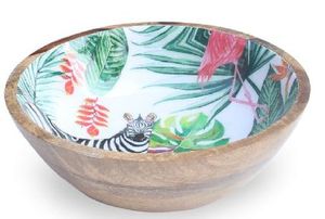 Bol en bois émaillé fait main de qualité supérieure avec motif floral bohème, finition émaillée pour le service et la décoration des aliments - Product Image 2