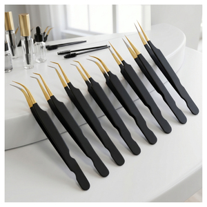 Pince à cils professionnelle à pointe en fibre, en acier japonais souple, pour extensions de cils Mega Volume personnalisées - Product Image 1