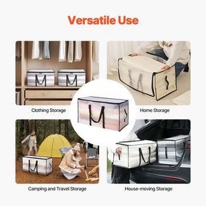 Set di 6 Contenitori di Stoccaggio in PVC da 90L con Manico Rinforzato, Organizzatori Pieghevoli per Armadio, Contenitori per Uso Domestico - Product Image 6