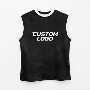 เสื้อกล้ามถักนิตติ้งสีฟ้าอ่อนสำหรับผู้ชาย ผ้าโพลีเอสเตอร์ พิมพ์โลโก้ด้านหน้า ระบายอากาศได้ดี คอกลม สวมใส่สบาย - Product Image 2
