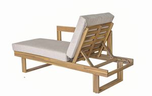Chaise longue en teck pour l'extérieur, chaise longue rembourrée pour le bord de la piscine, chaise inclinable pour hôtel, jardin - Product Image 1