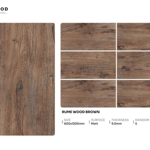 กระเบื้องพอร์ซเลนลายไม้คุณภาพสูง ผิวด้าน ขนาด 600x1200 มม. สำหรับปูพื้นและผนังตกแต่งภายในสไตล์โมเดิร์น - Product Image 1