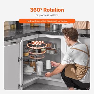 Organizzatore per Mobile da Cucina a Forma di Reni da 31,5 Pollici, Cromato, Girevole a 360 Gradi, a 2 Livelli, Regolabile in Altezza, Adatto ai Bambini - Product Image 5