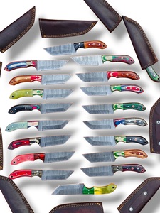Lot de 20 couteaux de chasse Tanto en acier Damas forgé à la main, manche en bois, étui en cuir, lame fixe, couteau à bord droit - Product Image 3