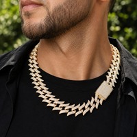 Collier RIZTA JEWELS Ice Cube Miami Chain en Moissanite, Chaîne Unisexe en Argent 925 Certifié Rhodium Or, Style Hiphop Scintillant