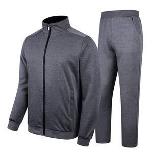 Survêtement bleu marine pour homme, veste zippée avec poches latérales, couleur unie décontractée, vêtement d'automne, coupe classique, 100% polyester - Product Image 5
