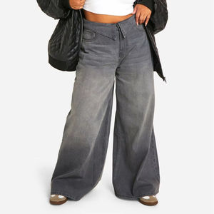 กางเกงยีนส์ทรงขาบานเอวกลางสำหรับผู้หญิง สไตล์สตรีทแวร์ ลุคซีดจาง สำหรับฤดูใบไม้ร่วง ขายส่ง - Product Image 4