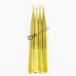 Juego de Pinzas para Extensión de Pestañas con Punta de Diamante, Recubrimiento de Plasma Dorado, Punta Suave de Precisión para Extensión de Pestañas - Product Image 1