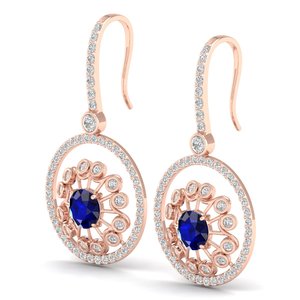 ต่างหูพลอยไพลินสีน้ำเงินทรงกลมขนาด 2.57 มม. REYES ขายดี ประดับเพชรทองคำแท้ 14K ของขวัญสำหรับงานหมั้น เครื่องประดับชั้นดี - Product Image 3