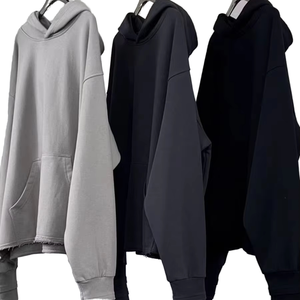 Otoño High Street mangas dedo expuesto Sudadera con capucha peso pesado lavado retro sudaderas con capucha de gran tamaño - Product Image 1