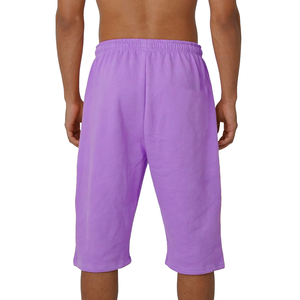 <b>Men's</b> Light Purple Cotton Polyester Fleece <b>Shorts</b> with Drawstring Waist Casual Breathable Long Length Solid Color Knitted Fabric - Product Image 6