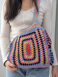Nouveauté : Sac à bandoulière carré pour femme, style bohème, crochet floral multicolore, vintage, fait main, pour la plage, usage quotidien - Product Image 1