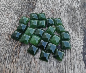 Pierre précieuse en jade néphrite naturel, cabochon carré, dos plat, calibrée, pierre en vrac pour la fabrication de bijoux, fournisseur en gros - Product Image 4