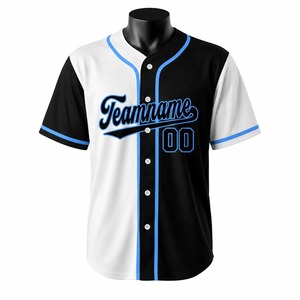 Maillot de baseball personnalisé haut de gamme noir et blanc, imprimé, respirant, séchage rapide, sublimé, pour équipes adultes, fabricant OEM ODM - Product Image 1