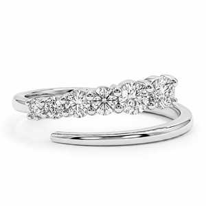 Solid 10k 14k 18k Gold 0.38CT E Color VS1 Round Brilliant Lab Grown Diamond Open Gap <b>Ring</b> Cuff <b>Stacking</b> Band Wedding <b>Ring</b> - Product Image 2
