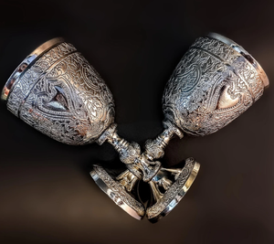 Copa de latón dorada grabada, hecha a mano y soplada a mano, de 51-100 ml de capacidad, para rituales judíos, la más vendida. - Product Image 1