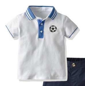 T-shirt polo en tricot respirant à col rond pour enfants, en polyester/coton, manches courtes - Product Image 5