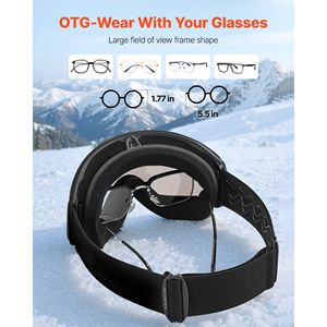 Occhiali da Sci Senza Montatura per Uomo e Donna con Lente Sferica Argentata e Rivestimento Revo, Occhiali da Neve Antiappannamento OTG con Montatura a V in TPU - Product Image 5