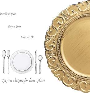 Assiette de présentation style rustique, finition vintage, vaisselle décorative pour mariage et fête - Product Image 1