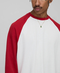 T-shirt à manches longues pour homme, coupe oversize, blocs de couleur, raglan, 240 GSM, 100% coton, éco-responsable, épaules tombantes, logo personnalisé OEM, vente en gros - Product Image 2