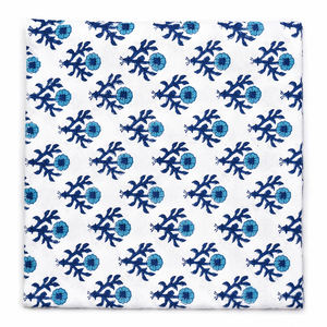 Blue Floral Hand Block Print Cotton Fabric Premium Dress Making Material for Apparel Home Textile Floral Cotton Fabric Handmade - Product Image 1