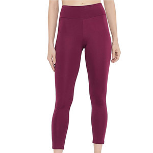 Custom New Design Solid Mid Waist Breathable <b>Women</b> Fitness <b>Leggings</b> Full Length Pants Best Quality - Product Image 1