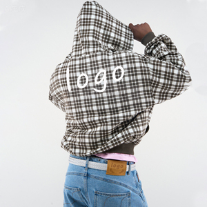 Sweat à capuche en molleton oversize pour femme, personnalisé 2024, à épaules tombantes, avec logo imprimé en grandes lettres et logo brodé, décontracté, hiver - Product Image 6