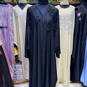 High Quality Modest Dubai Beaded Sequined <b>Long</b> Sleeve Abaya Muslim Traditional Handmade Wedding Women Breathable V Neck - Product Image 6