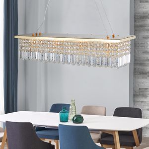 Lampadario Moderno a 8 Luci in Cristallo, Design a Goccia, Lampada a Sospensione Contemporanea in Oro per Sala da Pranzo - Product Image 4