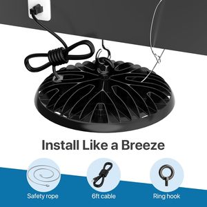 Paquete de 4 Lámparas LED UFO de 200W para Techos Altos, 5000K, IP65, Impermeables, Resistentes a Impactos, con Conectividad Plug and Play - Product Image 2