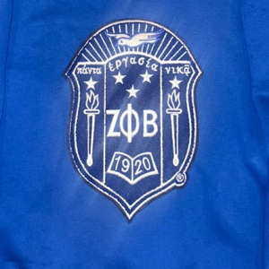 เสื้อสเวตเชิ้ตคอกลมสำหรับผู้หญิง Zeta Phi Beta ปักลายตราสัญลักษณ์สีน้ำเงิน พร้อมซิป ¼  สำหรับชมรมนักศึกษา  จากผู้ผลิตมืออาชีพ - Product Image 4